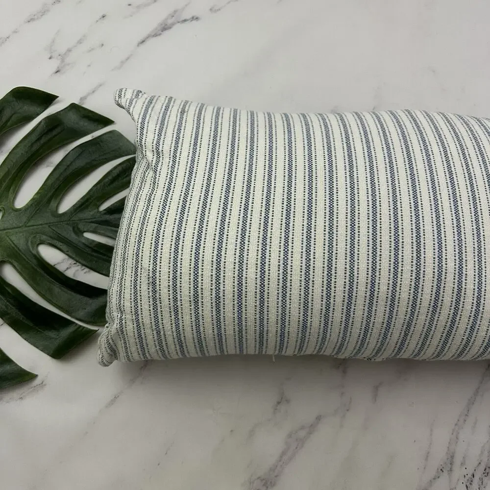Lauren Ralph Lauren Striped Long Body Bolster Decorative Pillow Blue White Down